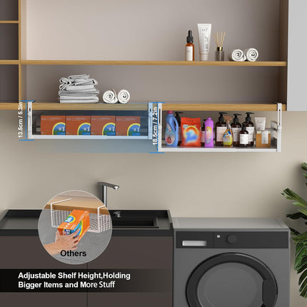 2Pack Expandable under Shelf Storage Basket Organizer,White