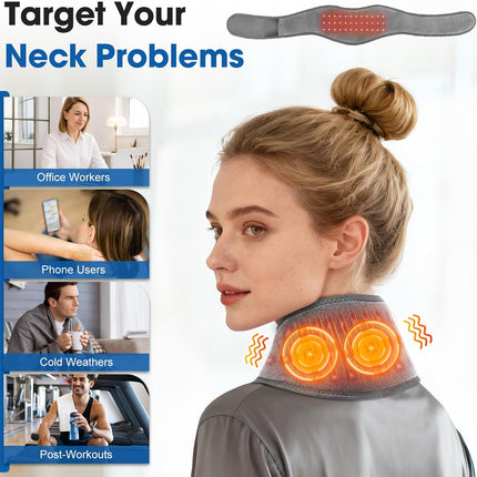 Cordless Neck Heating Pad for Pain, Neck Massager with 660Nm 850Nm Red Light, Neck Heating Pad for Pain Electric, Heated Neck Brace Wrap for Soreness Stiffness Pain Relief