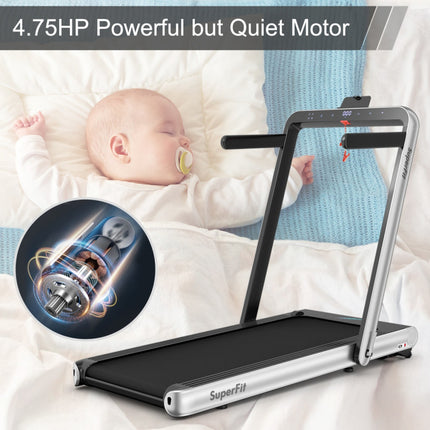 4.75HP 2 in 1 Folding Walking Pad Treadmill with Remote APP Control