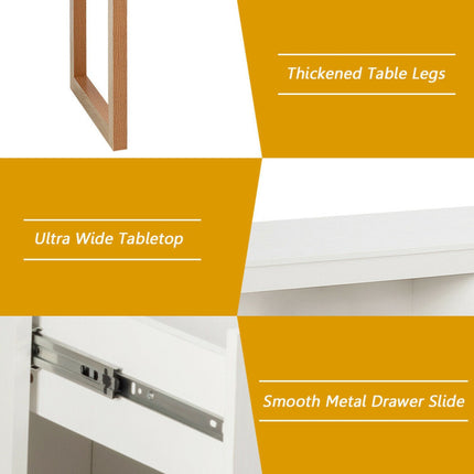 Modern Computer Desk Writing Workstation with Cabinet and Drawer