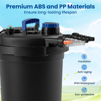 Bio Pressure Pond Filter with 13W UV-C Light 2642 GPH Pond Filter System