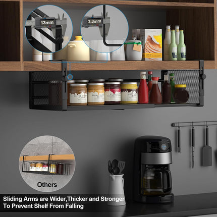 2Pack Expandable under Shelf Storage Basket Organizer,Black