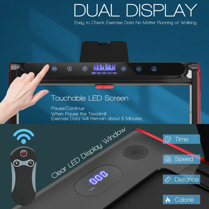 2-In-1 Folding Walking Pad Treadmill with Dual LED Display