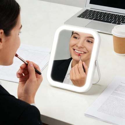 6X8 Inch Rechargeable Makeup Mirror with Lights, 3 Color, Portable