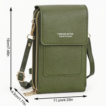 Cell Phone Bag, PU Leather Crossbody Cellphone Purse for Women, Touch Screen Cell Phone Pouch Holder Shoulder Bag RFID Blocking Wallet Handbag with Shoulder Strap