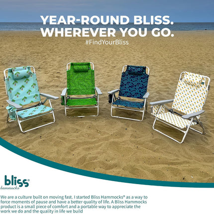 Folding Beach Chair with Cooler Bag, Green Banana Leaves