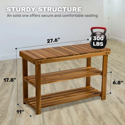 3-Tier Solid Wood Shoe Rack