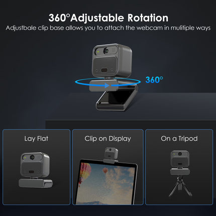 4K EPTZ Webcam with Zoom Remote, Privacy Cover, Tripod, Dual Microphones for Streaming & Conference