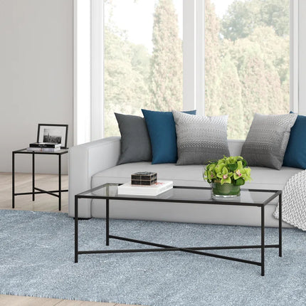 Henley 48" Glass and Steel Coffee Table
