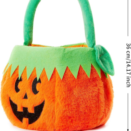 Plush Halloween Bucket Trick or Treat Bucket Halloween Basket Trick or Treat Basket for Halloween Candy Bag Halloween Trick or Treat Bag Candy Tote Bucket Pumpkin Bucket (Pumpkin Face Style 1)