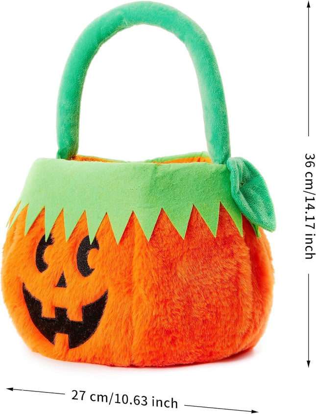 Plush Halloween Bucket Trick or Treat Bucket Halloween Basket Trick or Treat Basket for Halloween Candy Bag Halloween Trick or Treat Bag Candy Tote Bucket Pumpkin Bucket (Pumpkin Face Style 1)