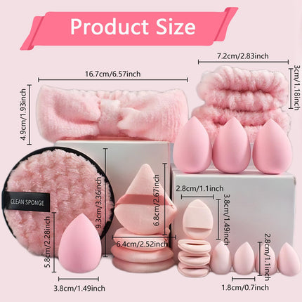 Skincare Face Wash Spa Headband and Wristband Set Makeup Sponges Set Face Soft Triangle Makeup Puff Sponge Pieces Powder Puff Women and Teen Girl Gifts Trendy Stuff （Purple）