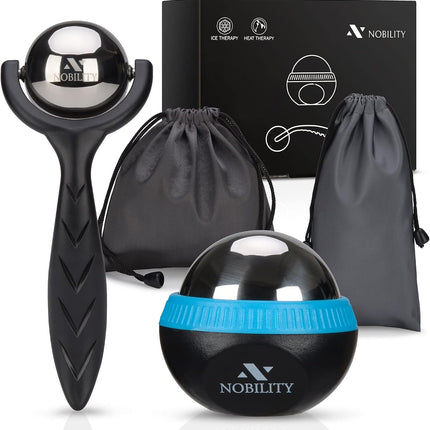 Massage Ball Roller– Ice Cold and Hot for Deep Tissue and Sore Muscle Relief of Stiffness and Stress, Body, Neck, Back, Foot, Plantar (Black)