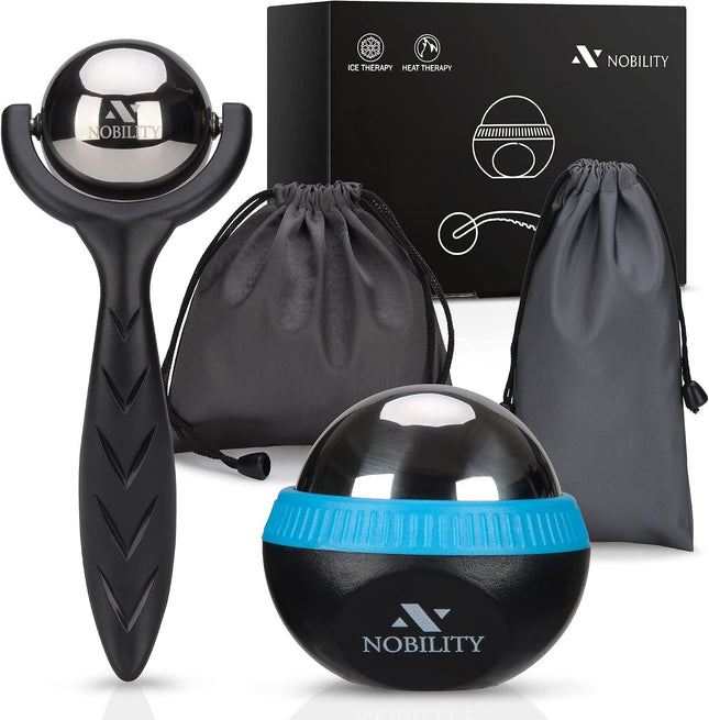 Massage Ball Roller– Ice Cold and Hot for Deep Tissue and Sore Muscle Relief of Stiffness and Stress, Body, Neck, Back, Foot, Plantar (Black)