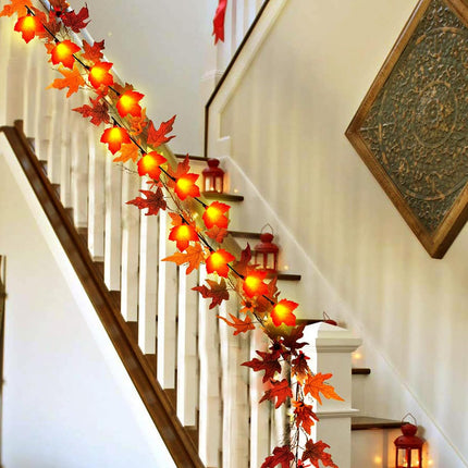 Fall Decor Maples Leaf String Lights, 8.5FT LED Maple Leaf Lights with 10 3D Maple Light, Plug in Fall Decorations for Indoor Outdoor Thanksgiving Christmas Halloween Harvest-Orange