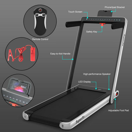 2.25 HP 2-In-1 Folding Walking Pad Treadmill with Dual Display and App Control