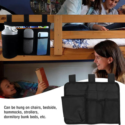 Hanging Bedside Caddy, Bedside Storage Organizer with 4 Pocket