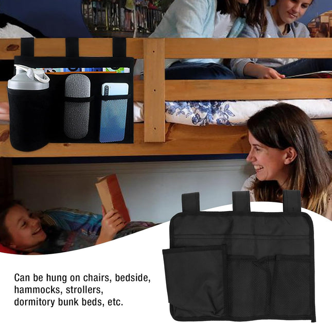 Hanging Bedside Caddy, Bedside Storage Organizer with 4 Pocket