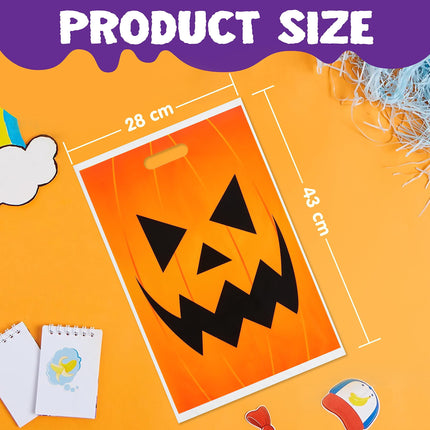 72 Pcs Halloween Trick or Treat Bags Large Halloween Treat Bags for Kids,Halloween Plastics Pumpkins Bags Orange Treat Bags Gift Bags
