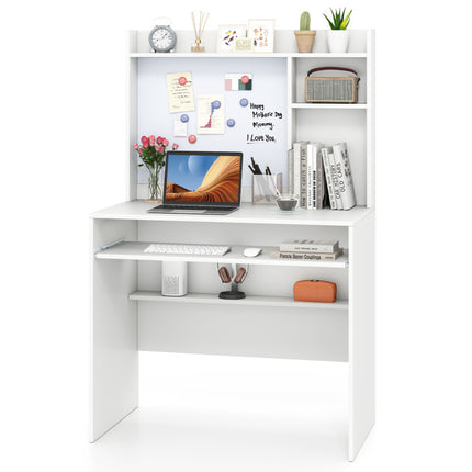Compact Office Computer Desk with Hutch Magnetic Whiteboard