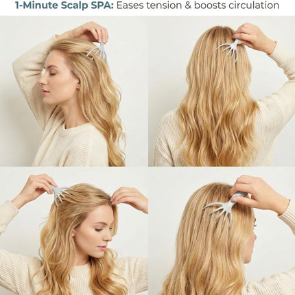 Scalp Massager & Gua Sha Tool Set - Manual Head Massager, Massage Comb for Relaxation & Stress Relief (Grey & Brown)