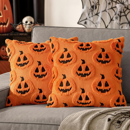 Halloween Fall Pumpkin Throw Pillow Covers 18X18 Orange-Black