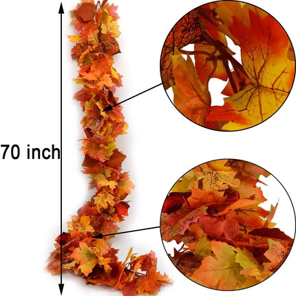 3 Pack Fall Garland Maple Leaf Garland 5.9Ft/Piece Fall Maple Leaves Garland Hanging Vine Garlands Artificial Fall Autumn Foliage Garland Thanksgiving Decor