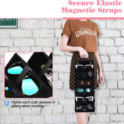 Sunglasses Organizer, Travel Glasses Case Storage Portable Sunglasses Storage Case for Women Men