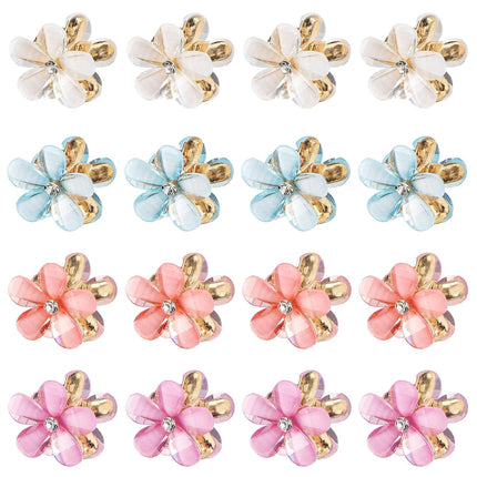 Small Flower Hair Clips for Women 16PCS Colourful Mini Crystal Flower Claw Clips for Thin/Thick Curly Hair Non Slip Bangs Pins(16Pcs-Style 7)