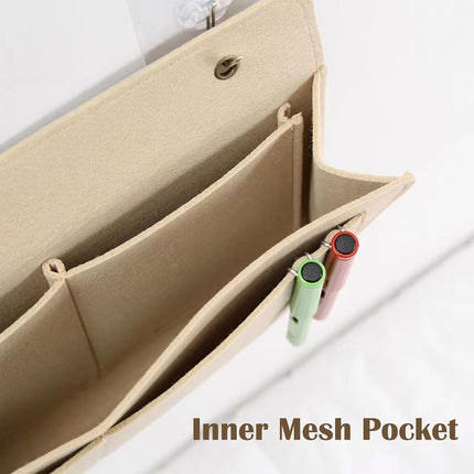Bedside Caddy, 5 Pockets Felt Bedside Storage Organizer, Hanging Storage Organizer for Home Bedroom Living Room College Dorm Bed Water Bottles, Magazines, Phone, Glasses (Black)