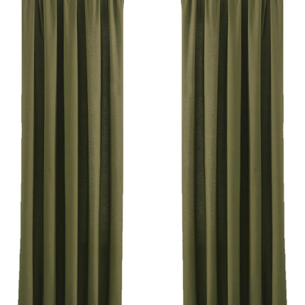 Solid Cotton Percale Olive Green 50X96 Window Curtain Pair, Solid Color Themed, Oeko-Tex Certified Confidence