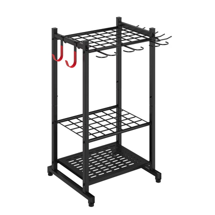 17-Inch Garden Tool Organizer with Storage Hooks, Yard Tool Rack for Garage Organization, Holds up to 50 Tools