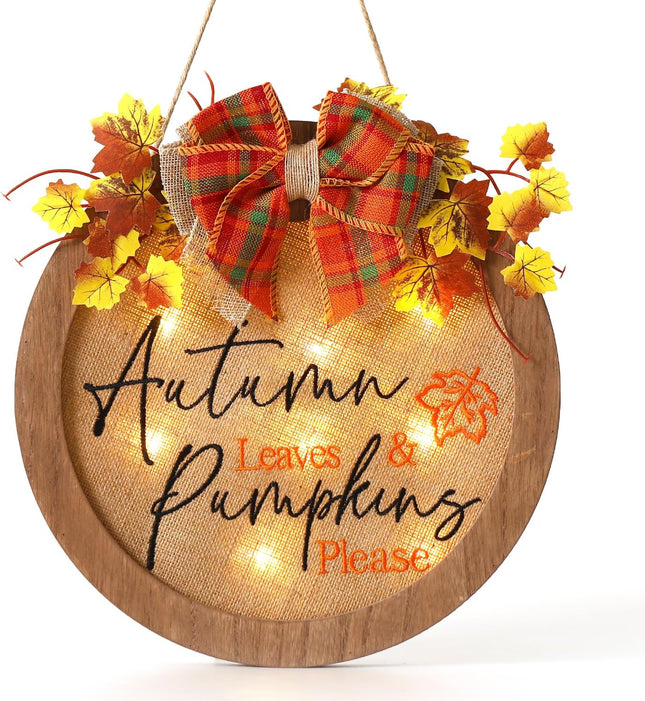 Fall Wreaths for Front Door, Thanksgiving Welcome Sign for Front Door, Fall Decorations for Home, Farmhouse Welcome Thanksgiving Wooden Door Hanger, Autumn Pumpkin Fall Door Sign