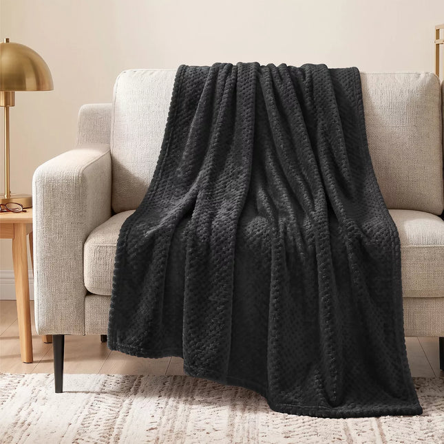 PAVILIA Soft Waffle Blanket Throw for Sofa Bed, Lightweight Plush Warm Blanket for Couch
