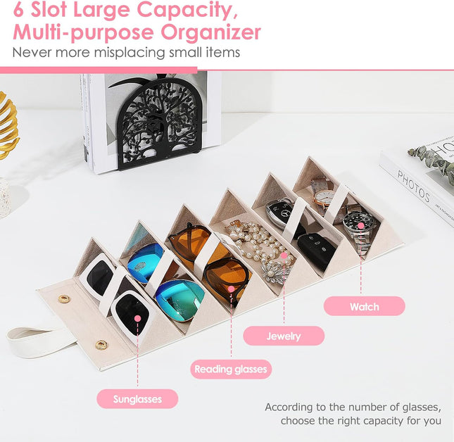 Sunglasses Organizer, Travel Glasses Case Storage Portable Sunglasses Storage Case for Women Men
