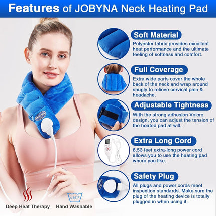 Neck Heating Pad, Hands-Free Electric Heated Neck Wrap for Neck Pain Relief, Upgraded Fast Neck Heat Pad, 10-90Min Timer with Countdown, 86-158℉ Adjustable Temperature (Universal Size)