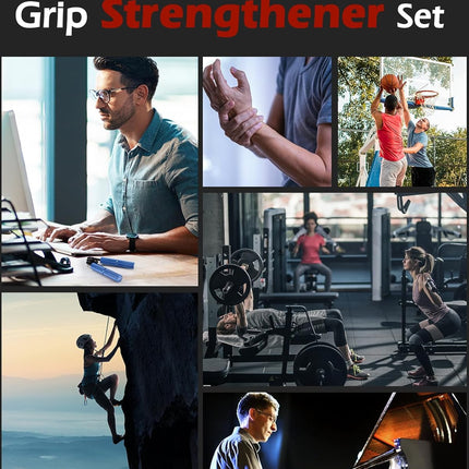 Grip Strength Trainer, 6 Pack Grip Strength Trainer Set (50-350LB), No Slip Hand Grip Strengthener, Wrist Forearm Strengthener with Grip Tape for Strength Training, Exercise, Injury Recovery
