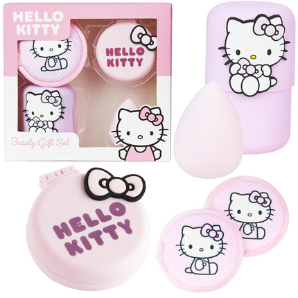 Beauty Accessories Set for Women Teens, Folding Hair Brush with Mirror, Makeup Sponge Holder, Makeup Remover Pads, Kawaii Gifts for Women, Wife, Girlfriend