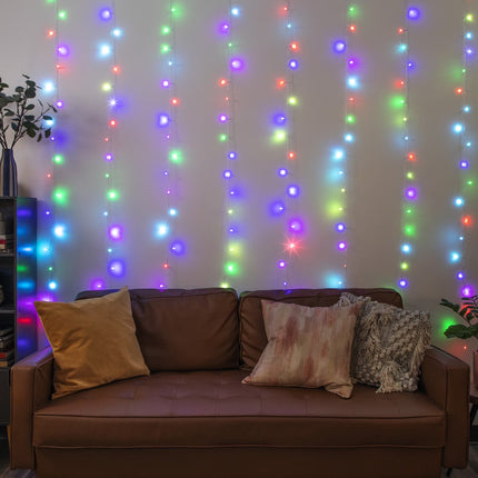 200-Count Multicolor Cascading Curtain String Lights, Usb-Powered, 7 Ft X 6.2 Ft, with Remote, Indoor Use