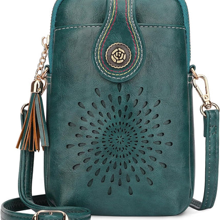 Small Crossbody Bags for Women, Lightweight Vegan Leather Cell Phone Purse, Cute Purses with Tassels