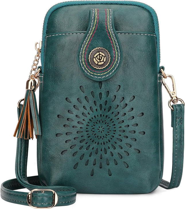 Small Crossbody Bags for Women, Lightweight Vegan Leather Cell Phone Purse, Cute Purses with Tassels