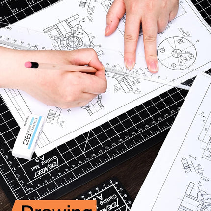 Density-Upgraded 18"X12" Self Healing Cutting Mat,  Rotary Sewing Mat for Crafts, 5-Ply Blade Table Protector Cut Board for Fabric Leather Cutting Quilting Modeling Hobby Project, A3, Black