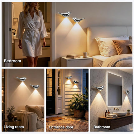 Motion Sensor Night Light:Cute Bird Rechargeable Lights 2 Pack