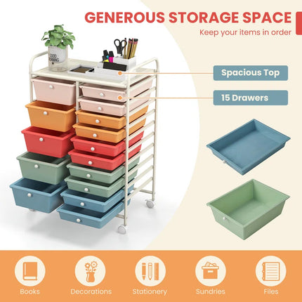 Hoffman 15 Drawer Storage Drawer with Locking Wheels