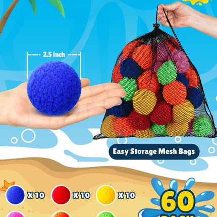 60 Pcs Reusable Water Balloons for Kids