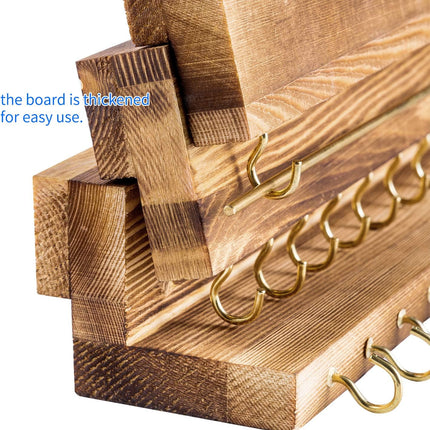 Jewelry Organizer Hanging,Wall Jewelry Organizer for Hanging Rings Necklace Organizer Earring Holder Organizer,Jewelry Display with Removable Bracelet Rod and 24 Hooks as Women Gift