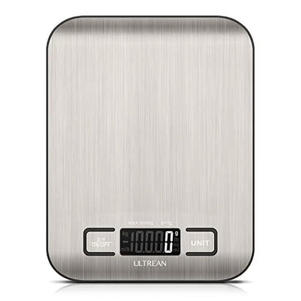 Food Scale, Digital Kitchen Scale Grams and Ounces for Baking, Cooking and Meal Prep, 6 Units with Tare Function, LCD Display, 304 Stainless Steel, 11Lb