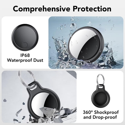 Air Tracker Tag, Bluetooth Tracker-4Pack, Bluetooth Item Finder Compatible with Apple Find My (Ios Only), IP68 Waterproof, Replaceable Battery, Item Locator for Keys/Bags/Wallets Black, FCC Approved