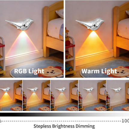 Motion Sensor Night Light:Cute Bird Rechargeable Lights 2 Pack