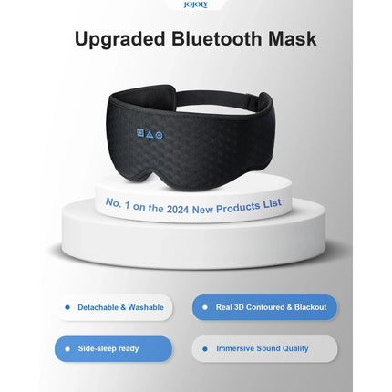 Tech Sleep Mask with Bluetooth 5.2 –  3D Blackout, Detachable, Zero Pressure for Travel